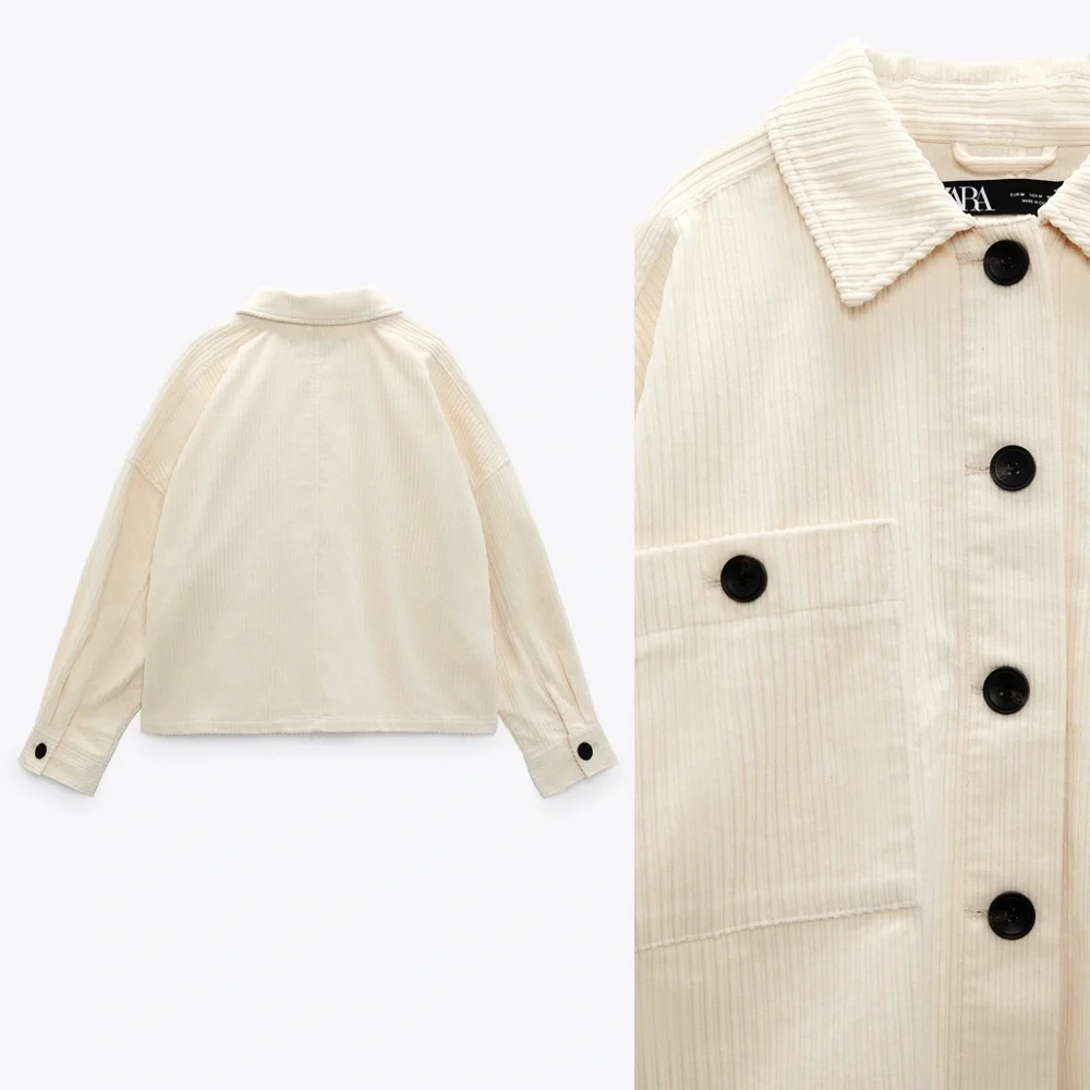 SOLD Zara Short Corduroy Overshirt, S, Oversized Cropped Jacket Shacket - Picture 3 of 12